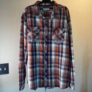 DEPARTWEST mens button up EUC XXL BEAUTIFUL! Navy , orange, cream